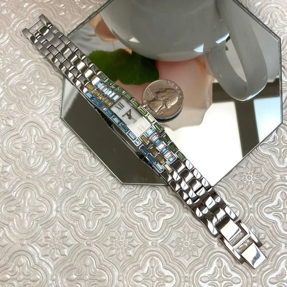 Armitron Now Multicolor Crystal Accented Silver-Tone Swiss Parts Dress Watch